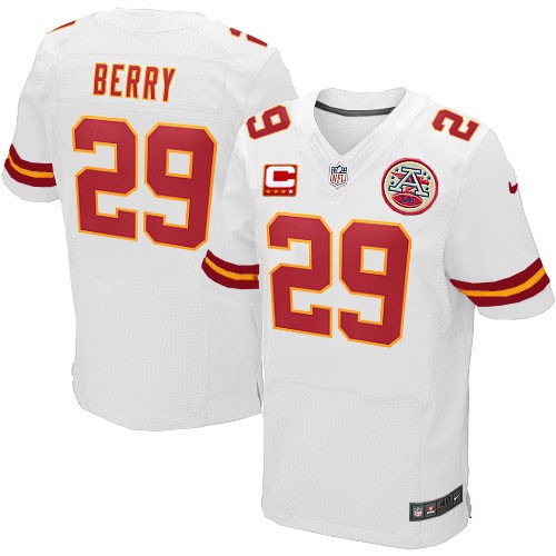 Men's Elite Eric Berry C Patch Nike Jersey White Road - #29 NFL Kansas City Chiefs